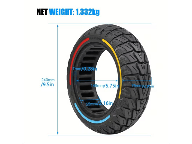 Beorė nesprogstanti paspirtuko padanga 10×2.75-6.5 2
