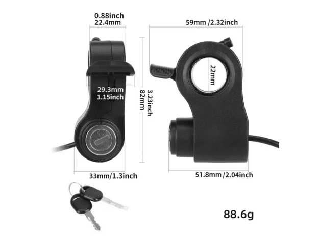 KuKirin G2 Pro / G2 Max akseleratorius (gazo rankenėlė) su užvedimo spynele ir raktais